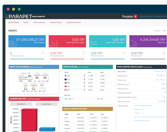 Kolay kullanım ile proje bazlı olarak bütün raporlara kolayca ulaşın
